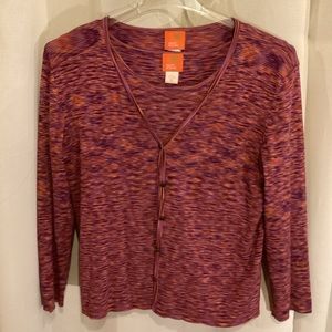 Hearts of Palm sweater tank with long sleeve cardigan overlay.